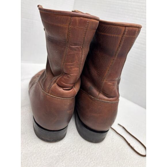 Sz 9 Tony Lama Brown Leather Kiltie Lace Boots Mens Style 7860 READ main image 5
